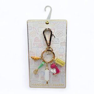 NEW True To Form - Bakers Clip on Hand Bag Charm/ Key Chain/ Key Ring - Gr/Pi/Go
